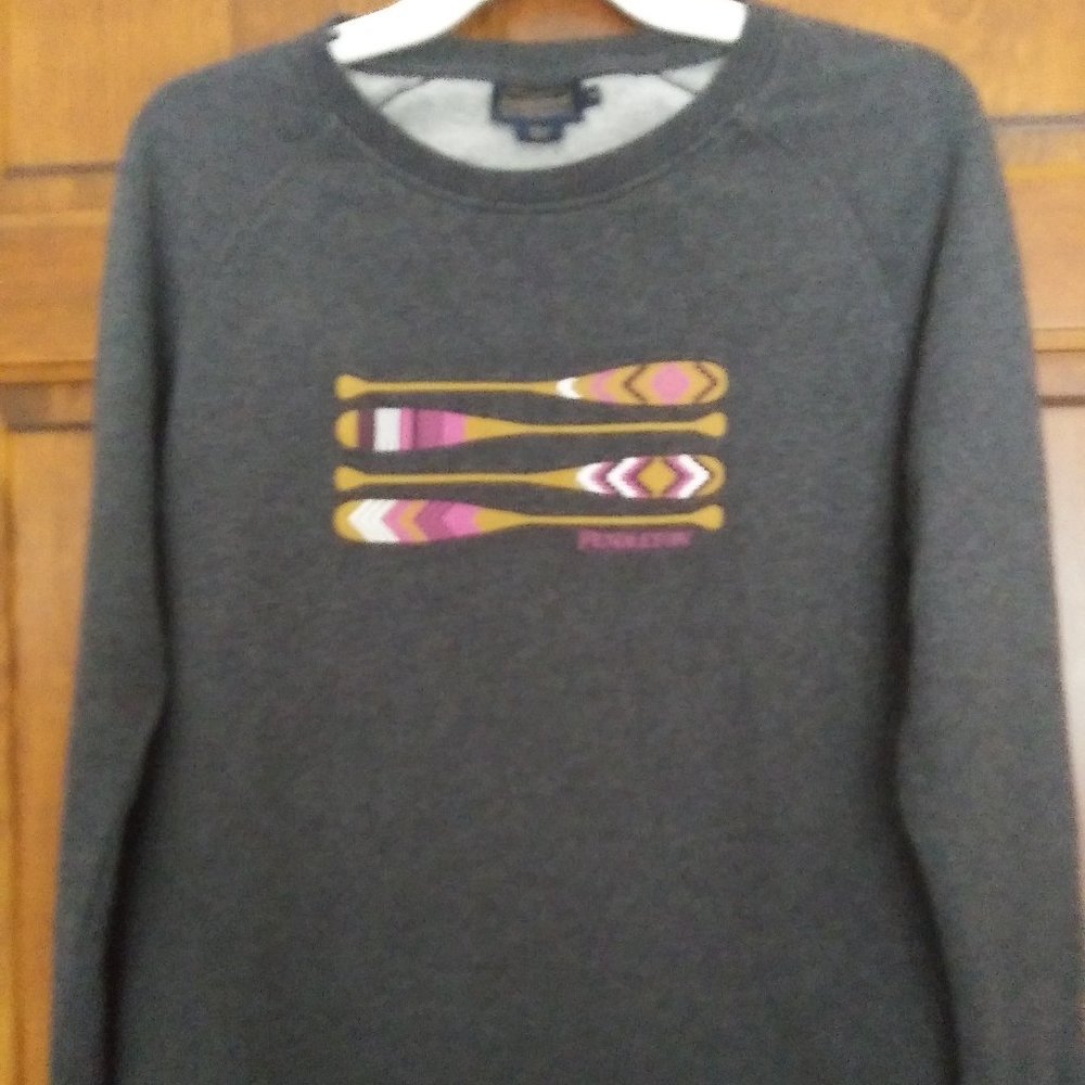 Pendleton Womens Sweatshirt Oars Paddle Canoe Gray Size M Crew Neck